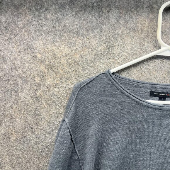 John Varvatos USA Sweater Mens Large Gray Cotton Linen Crewneck Knit Pullover - Picture 10 of 11